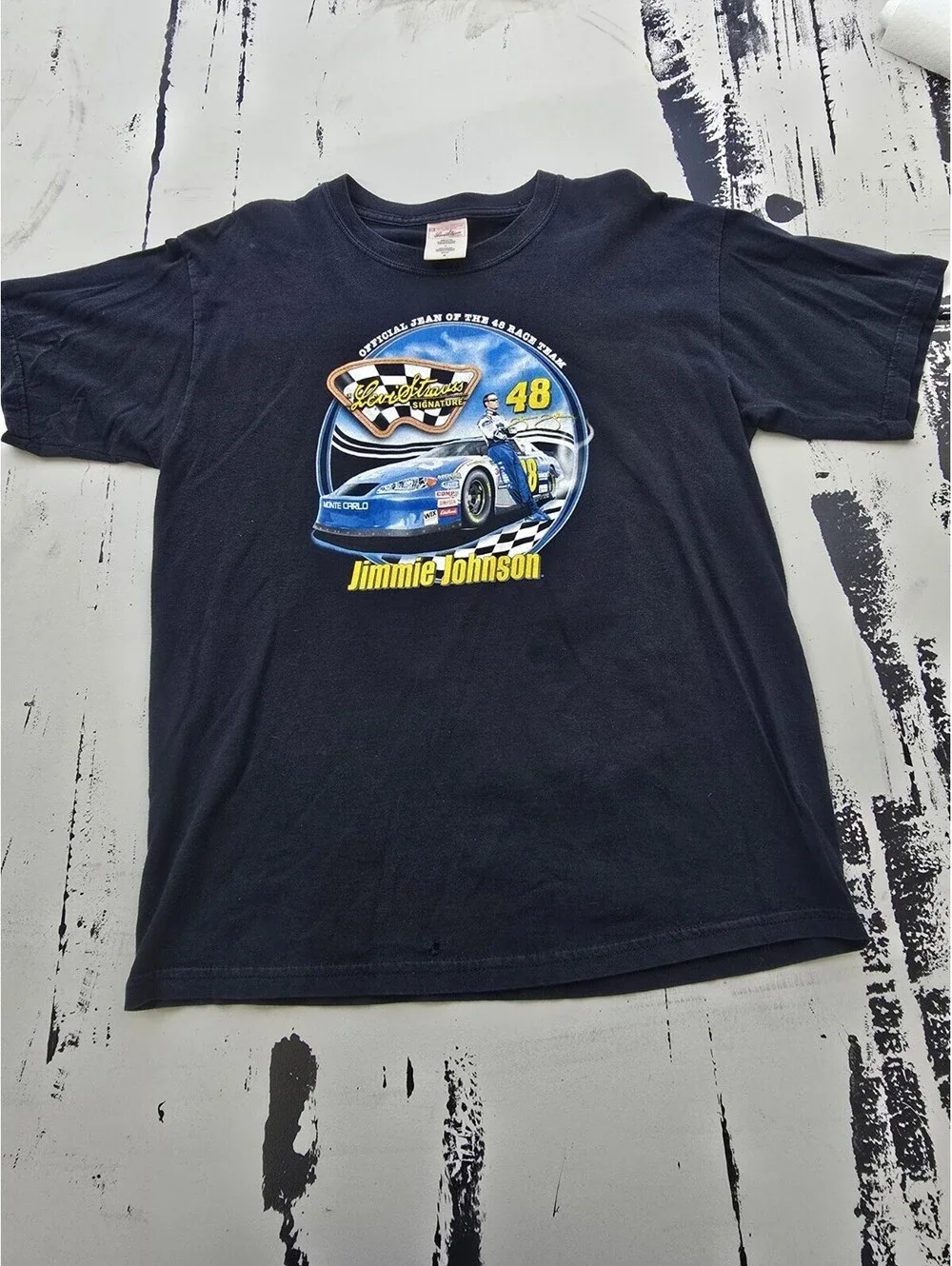 Levi Strauss Signature XL Black Mens Tshirt Jimmie Johnson Nascar Race Team #48